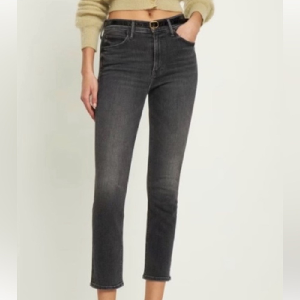 Mother Jeans Denim Mid Rise Dazzler Ankle lighting up lanterns wash Washed Black